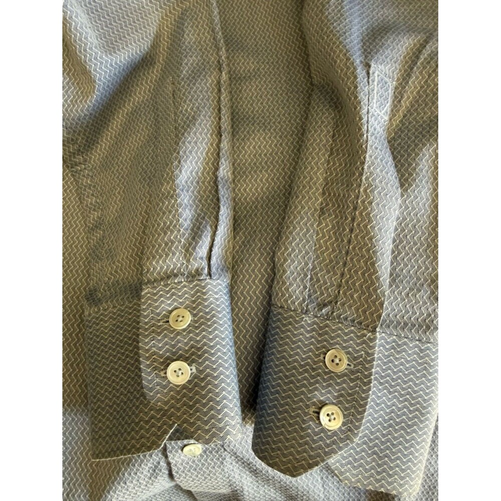 Zachary Prell Chevron Textured Pattern Dress Shirt Size Large Light Blue/White - Picture 5 of 11
